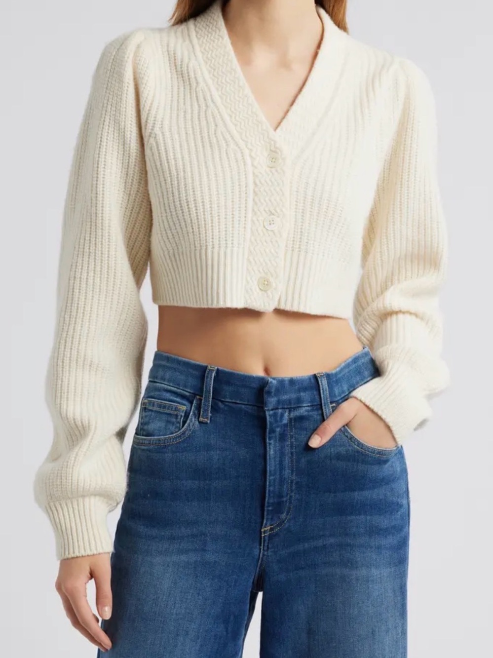 Loveshackfancy Avignon Wool & Cashmere Crop Cardigan size L